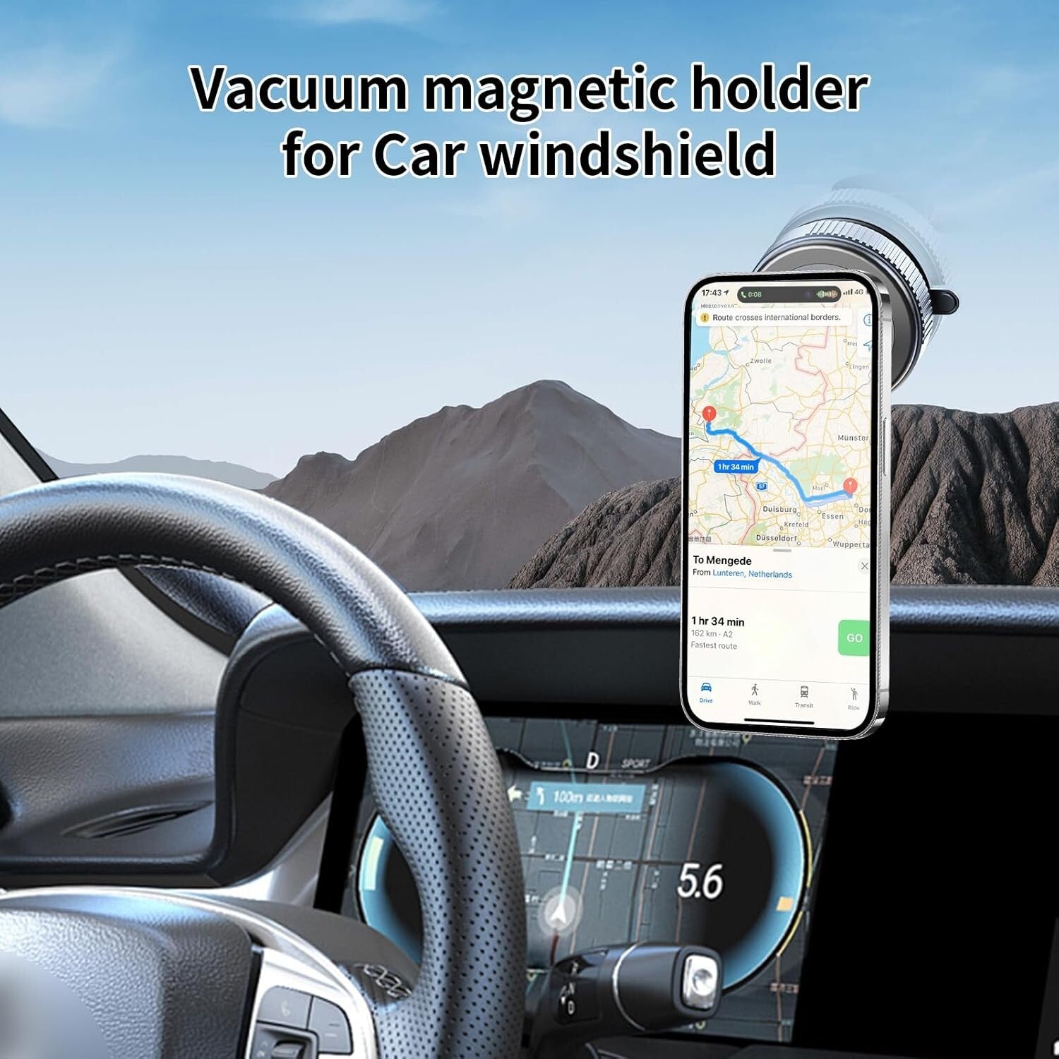 Foldable Vacuum Magnetic Car Phone Holder 360° Rotating Phone Mount