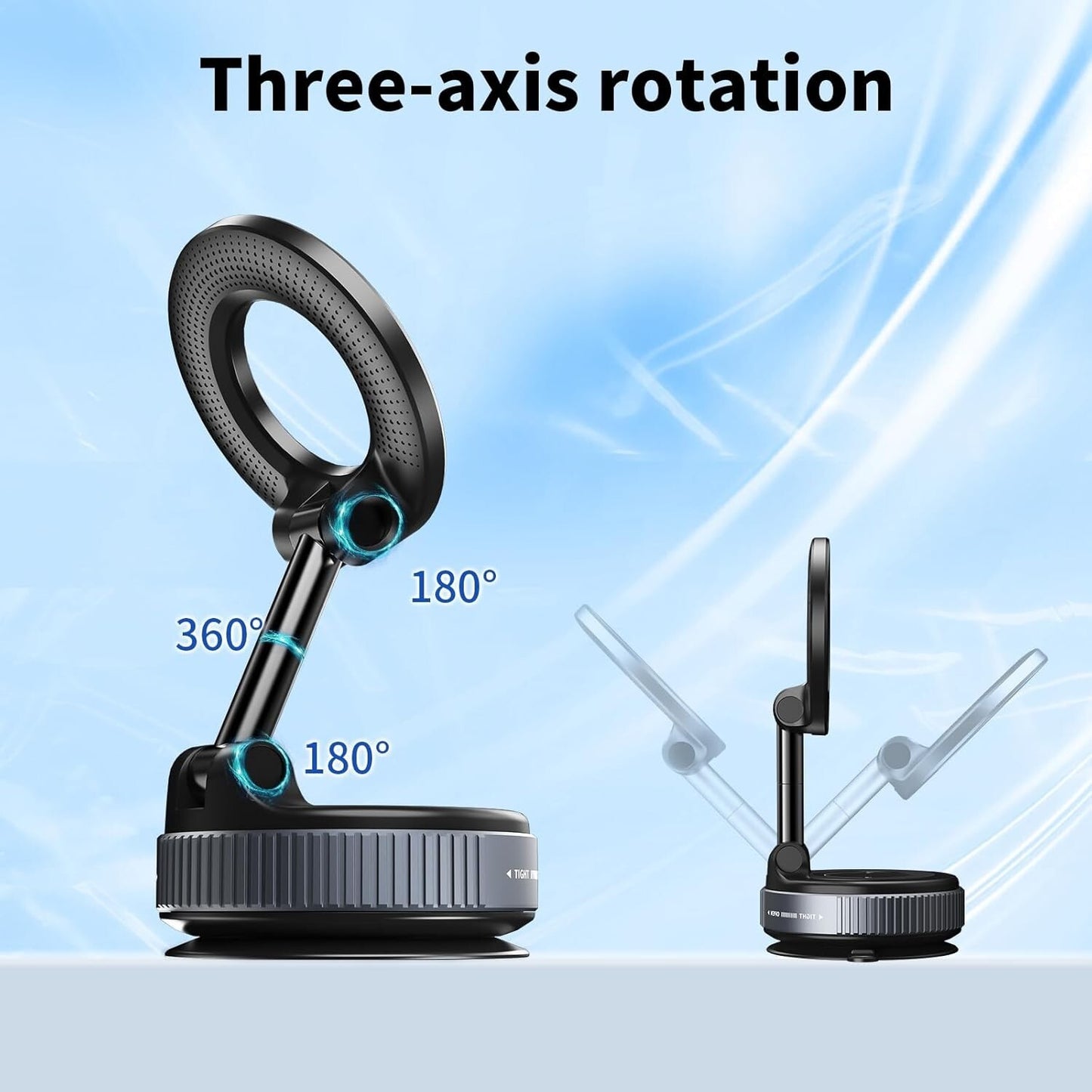 Foldable Vacuum Magnetic Car Phone Holder 360° Rotating Phone Mount