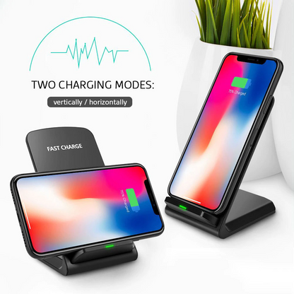 Fast Qi Wireless Charger Stand & Charging Pad Dock for iPhone & Samsung Galaxy Phones