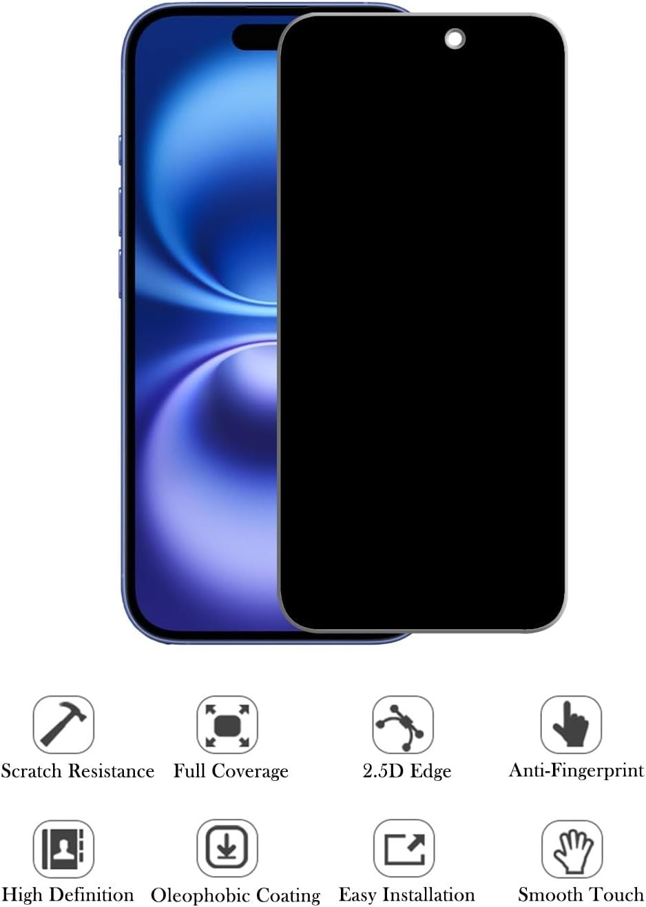 Privacy Tempered Glass Screen Protector for iPhone 17 Pro Max – Anti-Spy & Scratch Resistant