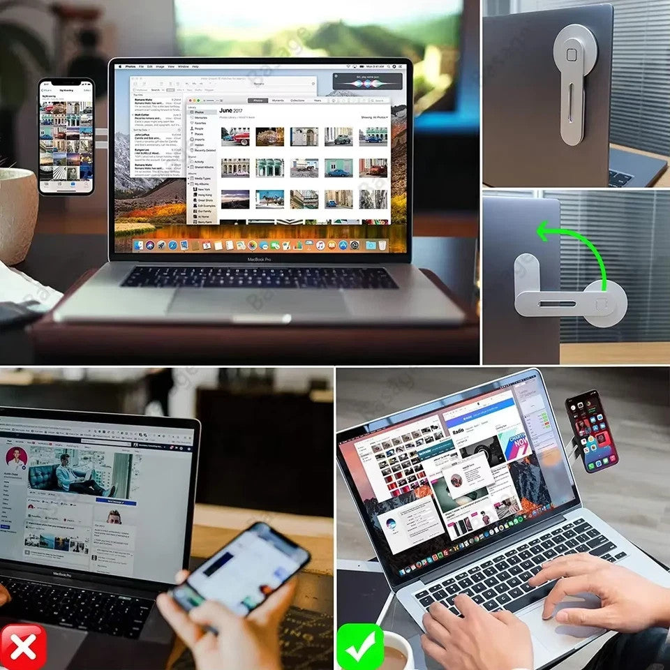 Magnetic Laptop Side Mount Phone Holder Foldable Stand for Iphone & Android