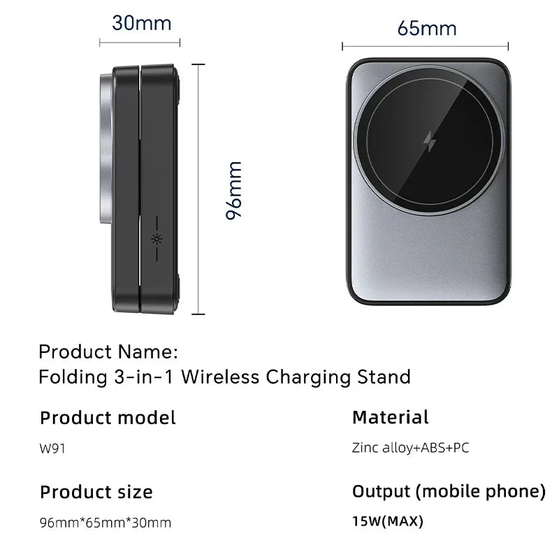 3 in 1 Magnetic Wireless Charger Stand