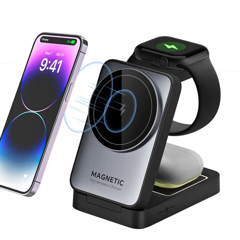 3 in 1 Magnetic Wireless Charger Stand