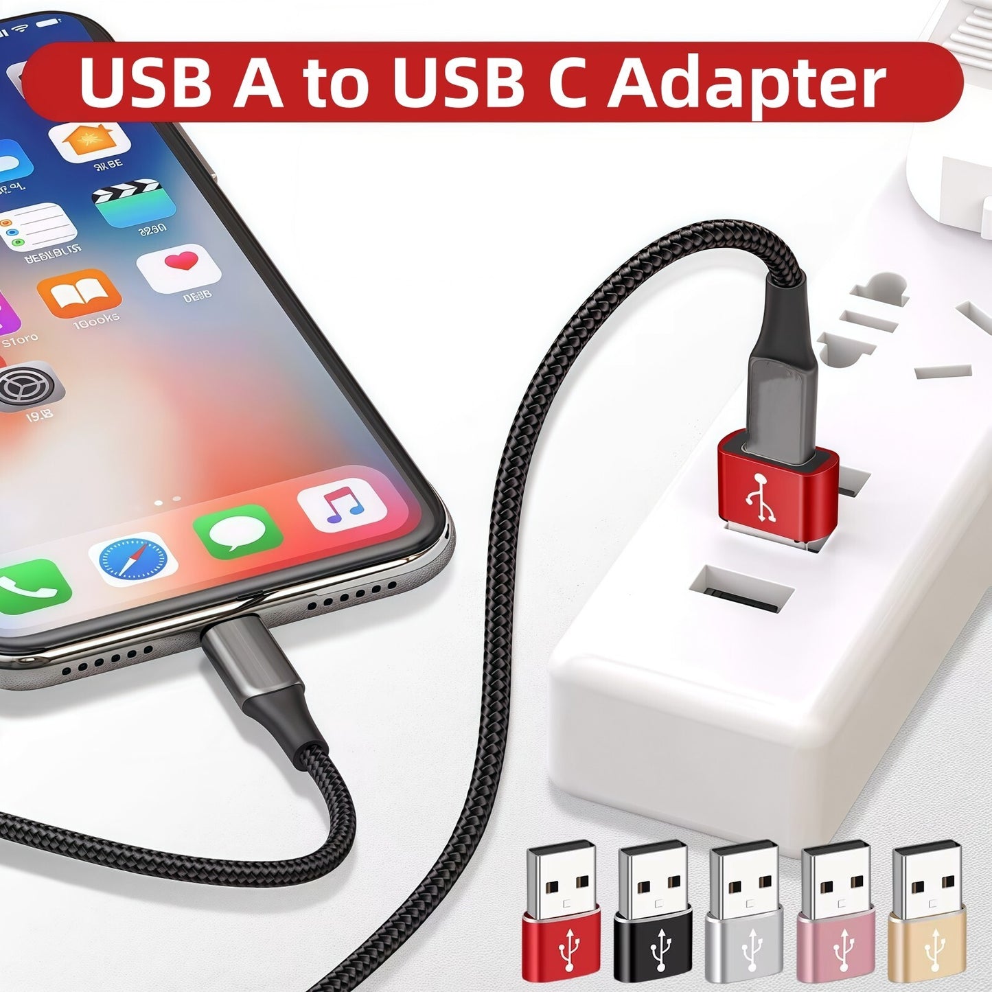 USB-A to USB-C Adapter | Fast Charging OTG Converter for iPhone 15/16, Samsung, and Android Devices