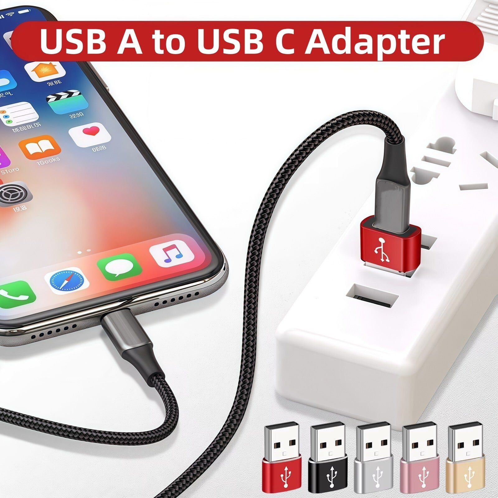USB-A to USB-C Adapter | Fast Charging OTG Converter for iPhone 15/16, Samsung, and Android Devices