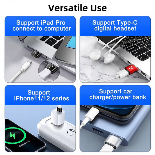 USB-A to USB-C Adapter | Fast Charging OTG Converter for iPhone 15/16, Samsung, and Android Devices