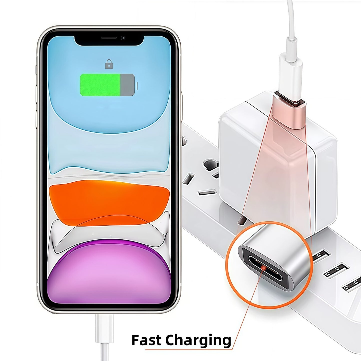 USB-A to USB-C Adapter | Fast Charging OTG Converter for iPhone 15/16, Samsung, and Android Devices